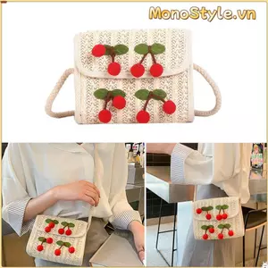 Túi xách nữ MONOSTYLE, Túi đeo vai họa tiết anh đào thoải mái, Túi đeo nách dung tích lớn dành cho nữ