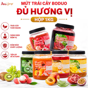 Mứt Trái Cây Boduo Đủ Hương Vị Hộp 1kg, Đa Ứng Dụng Pha Chế Đồ Uống Và Làm Nhân Bánh