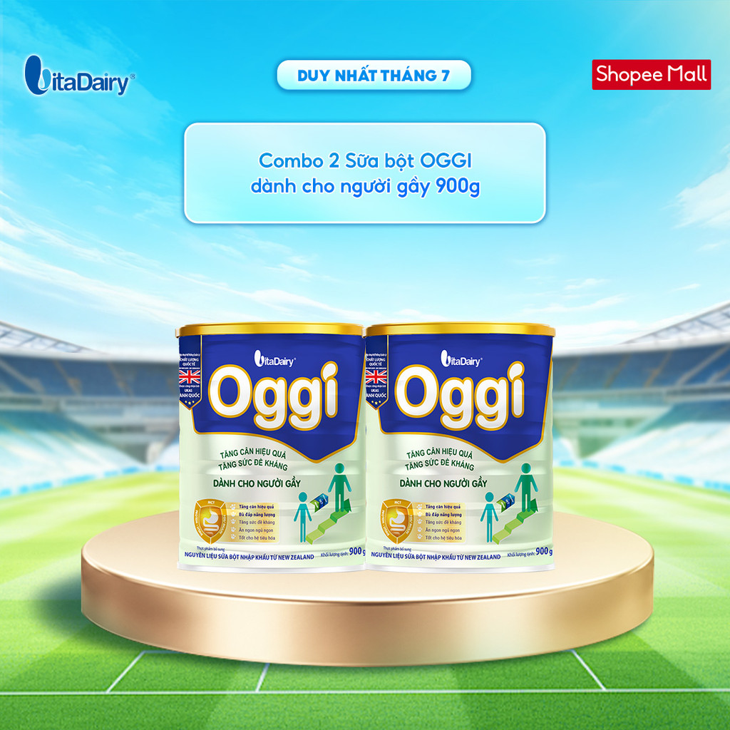 [COMBO 2 LON] Sữa bột Oggi dành cho người gầy - Bổ sung năng lượng, hỗ trợ tăng cân khoẻ - Lon 900g