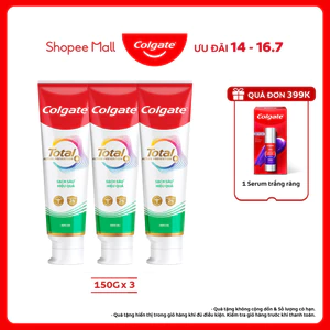 Bộ 3 kem đánh răng Colgate Total sạch sâu hiệu quả, ngăn hôi miệng và ố vàng 150g/ tuýp