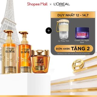 Bộ gội xả và mặt nạ ủ tóc giúp tóc suôn mượt, nuôi dưỡng sâu Extraodinary Sleek Oil Smooth L'Oreal Paris 440mlx2, 250ml