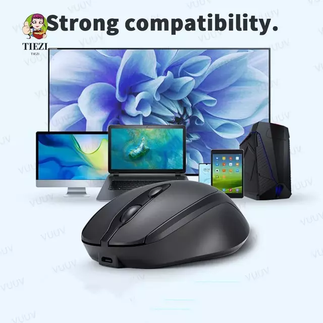 Chuột không dây TIEZI Macaron, Chuột không dây công thái học có thể sạc lại 2.4Ghz + BT5.0, Chuột chơi game không ồn ào Cắm và chạy Chuột không dây Morandi tiện lợi PC / Laptop