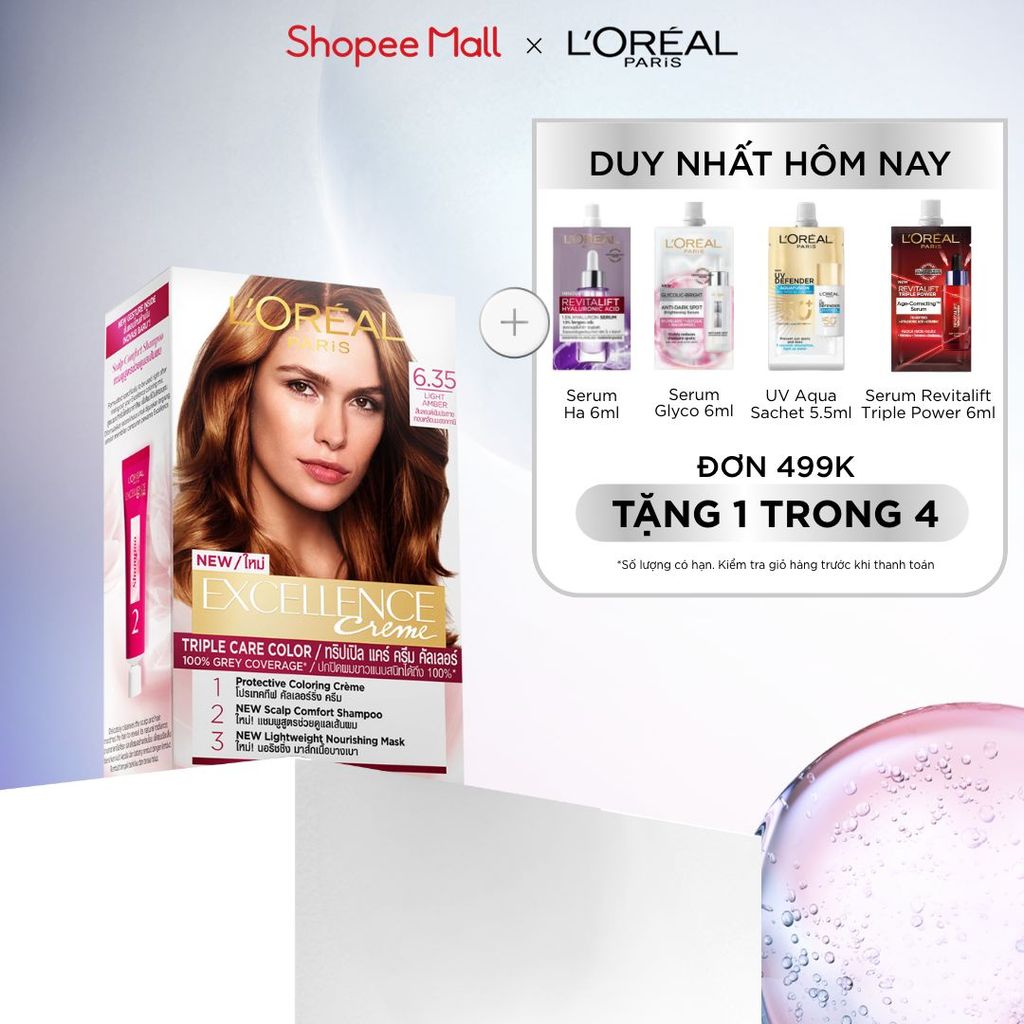 Màu nhuộm dưỡng tóc phủ bạc bảo vệ gấp 3 L’Oreal Paris Excellence Crème 172ml