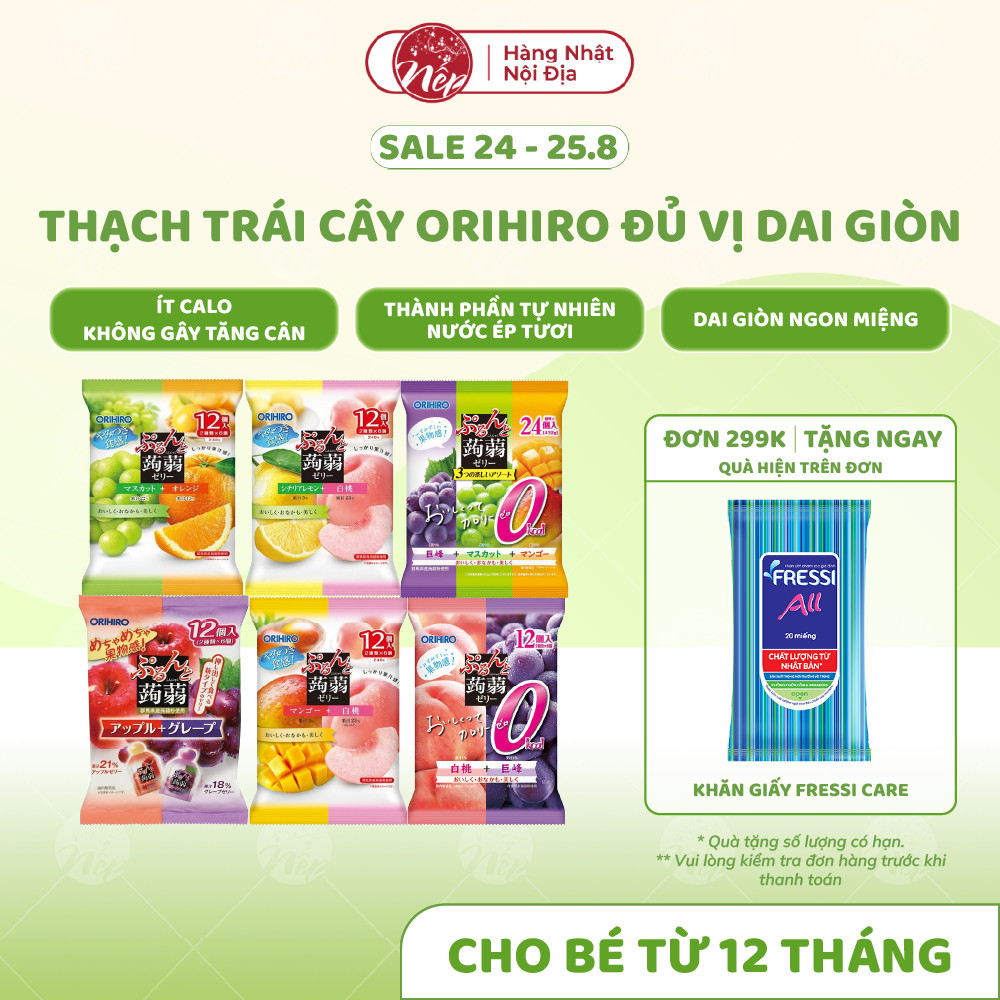 [Date Mới] Thạch trái cây Orihiro đủ vị dai giòn nhiều hương vị Nhật Bản cho bé từ 1 tuổi – nepshop1