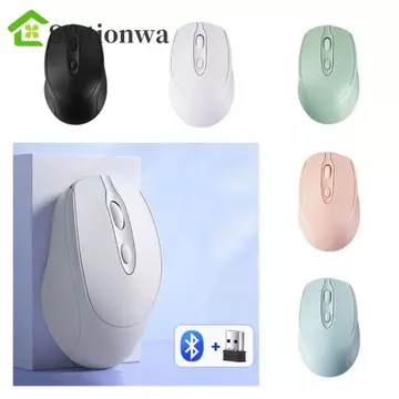 Chuột không dây STATIONWA Macaron, Chuột không dây công thái học có thể sạc lại 2.4Ghz + BT5.0, Chuột game thủ Chuột không dây Morandi di động nhẹ không ồn ào PC / Laptop