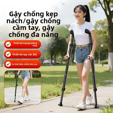 Gậy chống cho người già bị gãy xương, gậy chống chống ngã cho người cao tuổi, gậy chống kẹp nách có thể điều chỉnh, gậy