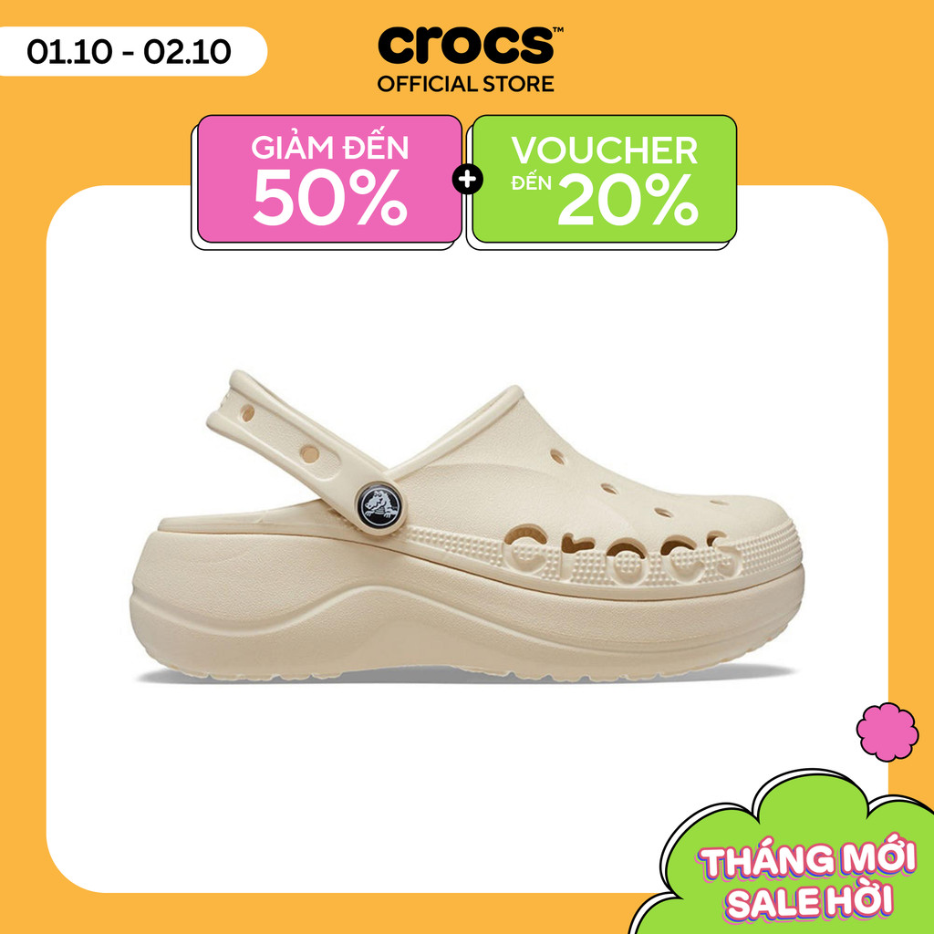 Giày Clog Nữ Crocs Baya Platform - Winter White - 208186-11S