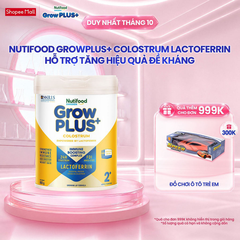 Sữa bột Nutifood Sweden GrowPLUS+ Colostrum Lactoferrin 2+ 800g