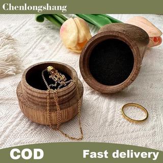 CHENANG Hộp Nhẫn Gỗ Cưới Cầu Hôn Đính Hôn Tròn Gỗ Hộp Đựng Trang Sức Hộp Bảo Quản Di Động Gỗ Chắc Chắn Hộp Nhẫn EN