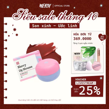 Son Kem Bùn kiêm Má Hồng Kết Cấu Bơ Mịn Lì Dạng Hũ Merzy Blurry Lip & Cheek Mousse 6g