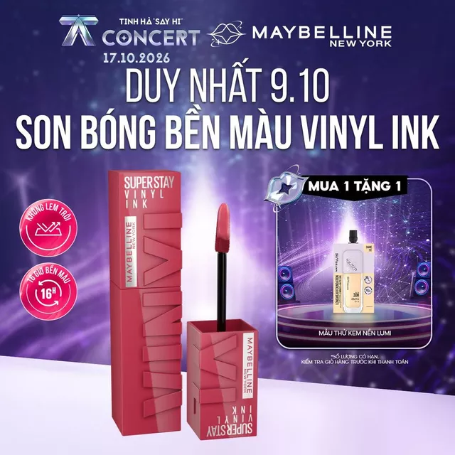 Son Bóng Bền Màu Nhẹ Môi Superstay Vinyl Ink Maybelline New York 4.2ml