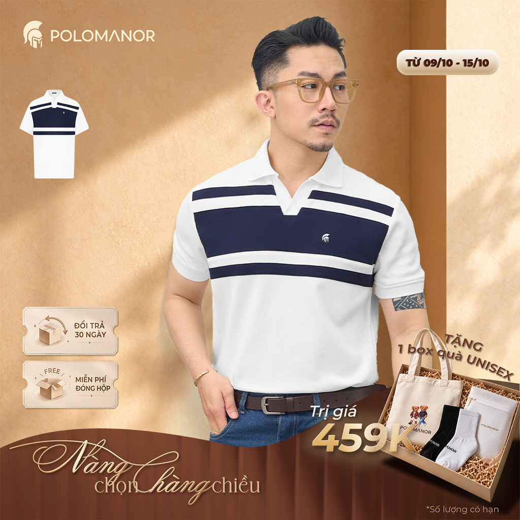 [DEAL LỄ TRUNG THU] Áo polo nam cao cấp DAVID, BST SÁNH ĐÔI, vải cá sấu cotton interlock, thanh lịch - POLOMANOR