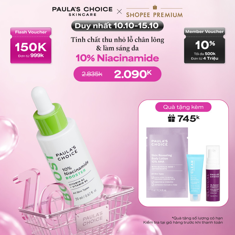 Tinh chất giúp thu nhỏ lỗ chân lông và làm sáng da Paula's Choice 10% Niacinamide Booster 20ml 7980