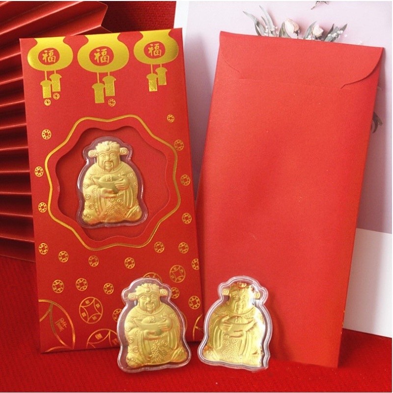 Lì Xì Thần Tài Mạ Vàng 24K May Mắn Rước Tài Lộc Quà Ý Nghĩa Tết