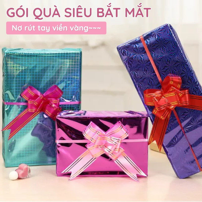 Nơ rút gói quà Combo 30 dây nơ đẹp, phụ kiện trang trí Tết Nguyên Đán, dùng cho decor  quà tặng, sự kiện
