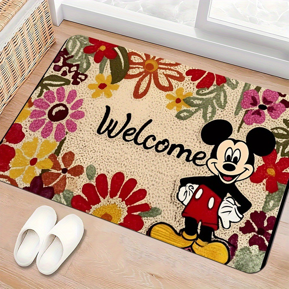 [Hàng có sẵn] Thảm chùi chân chữ “WELCOME” phong cách hoạt hình – chống trượt, êm mềm, dùng cửa ra vào/đầu giường, dễ vệ sinh