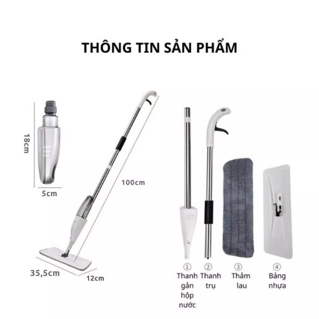 Chổi Lau Nhà Phun Sương 360 độ - Cây Lau Nhà Thông Minh Phun Sương Xoay 360 Độ Tiện Ích Cho Gia Đình