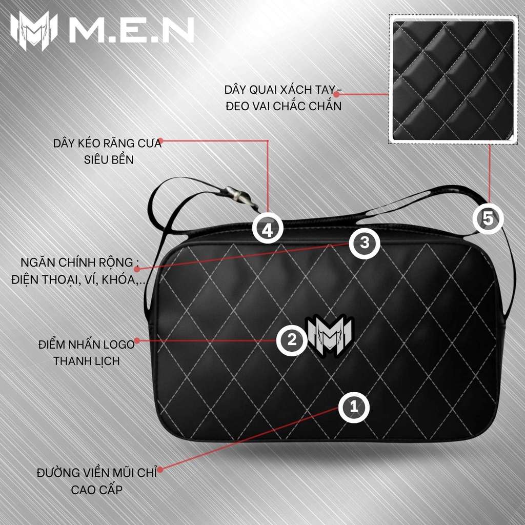 Túi đeo vai da hoạ tiết Captand M.E.N chống trầy [NEW]
