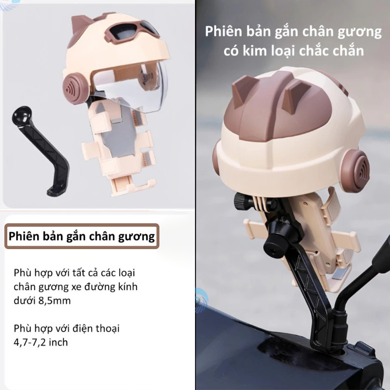 Giá Đỡ Điện Thoại Xe Máy/Xe Đạp - Chống Rung & Chống Mưa, Kiểu Dáng Kim Loại Thời Trang, Kèm Kẹp Xoay 360° & Nắp Bảo Vệ