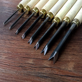 Dụng cụ khắc chế biến gỗ Dongyang Dao khắc tay Dụng cụ dao hình chữ V Dao tam giác hình chữ V đã được mài sắc nét