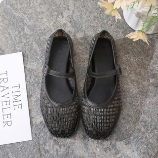 Giày Sandal Jelly Baotou Nữ Mùa Hè 22 Giày Đơn Pháp Sang Trọng Dày Gót Bên Ngoài Mặc Thoáng Khí Chống Trơn Trượt Flat C1YQ