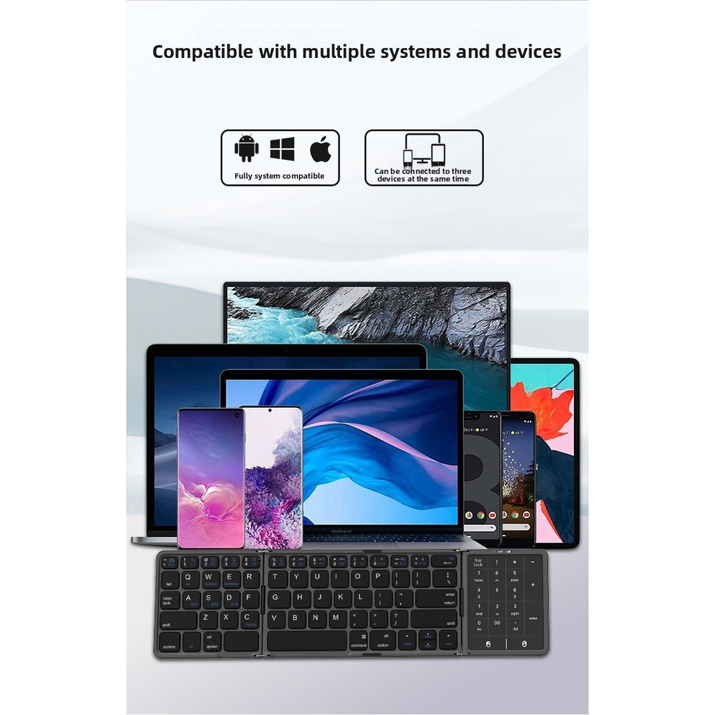 Bàn phím Bluetooth không dây ba lần Siêu mỏng Thích hợp cho điện thoại di động Máy tính bảng ipad Máy tính ba-S