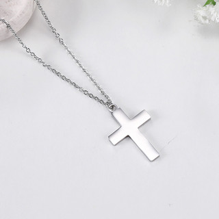 Bùa hộ mệnh mặt dây chuyền Cơ đốc giáo hình thánh giá và trái tim, làm từ thép không gỉ cho nữ