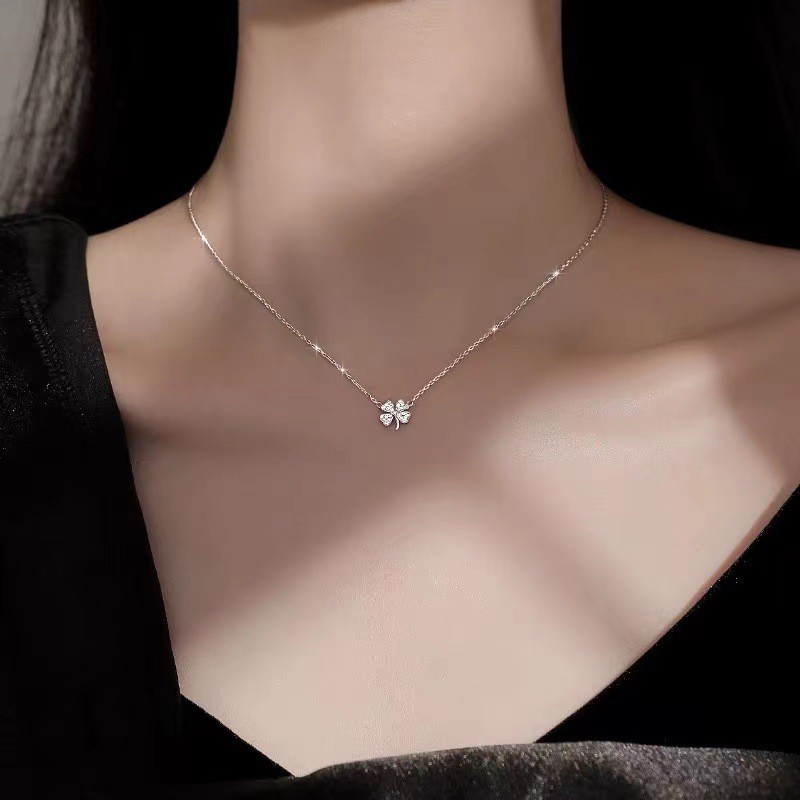 Vòng cổ cỏ ba lá bốn lá bạc S925 thời trang đơn giản
