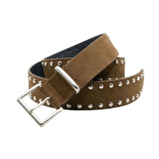 NECKLACEMASK Thắt lưng nữ Maillard, Thắt lưng da lộn có khóa chốt đa năng, Thiết kế sang trọng thời trang Đinh tán Dây thắt lưng Áo khoác trang trí váy