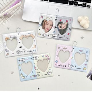 Khung ảnh WOAY Idol, Giá đỡ Photocard lưới đôi PVC CP, Giá đỡ thẻ hiển thị hình trái tim 3 Inch