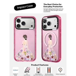 CASECASE X Váy Hoa Cô Gái Màu Hồng Fizz Trong Suốt Cứng Từ Hút Tác Động Dành Cho Apple IPhone 12 13 14 15 16 17 Pro Max Air Plus Có Hộp