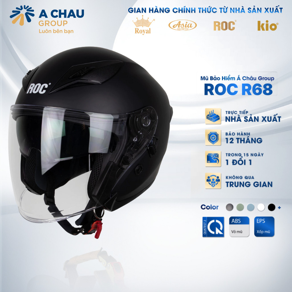 [Nhà Sản Xuất] Mũ Bảo Hiểm 3 Phần 4 ROC R68 Chính Hãng Đi Phượt Nam Nữ ...