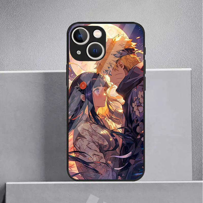 Ốp Điện Thoại Thủy Tinh naruto Và hinata Cho IPhone 16 15 14 13 12 11 Pro XR XS Max Plus Mini X XR 8 7 6s SE2 / 3