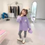 Váy nỉ bé gái màu tím cánh ba chiều dài vừa phải 100-160 Size YQSF