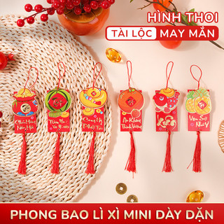Bao lì xì treo cây - Combo 24 dây liễng phụ kiện trang trí Tết mini cao cấp. hình in sắc nét treo cây quất mai