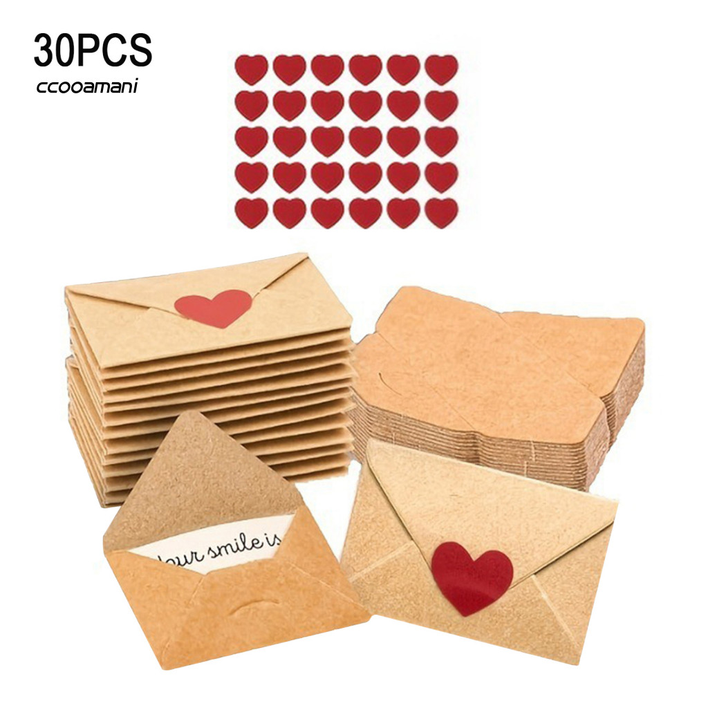 Thai| Thiệp Chúc Mừng Mini Thẻ Phong Bì Mini 30 / 60 Chiếc Ghi Chú Tình Yêu Mini Có Phong Bì Diy Trái Tim Miếng Dán Thẻ Cho Ngày Lễ Tình Nhân Quà Tặng Lãng Mạn Cho Bạn Trai Bạn Gái Cougl
