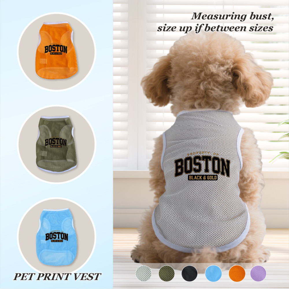 Kích thước S-2XL: Phong cách chui đầu, in logo Boston, có nhiều màu sắc và thoáng khí cho mùa hè, thích hợp cho cả sử dụng trong nhà và ngoài trời, và phù hợp với tất cả chó mèo nhỏ.