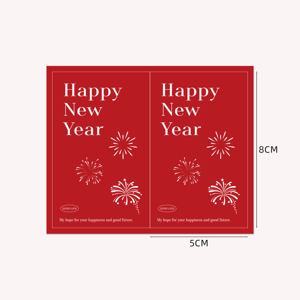 Tem dán 50 tờ Happy New Year TE79 Sticker nhãn dán hộp, túi quà chúc mừng năm mới