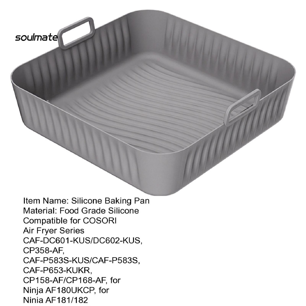 Linh hồn| Khay nướng silicone Chảo silicon vuông Tấm lót nồi chiên không khí bằng silicon vuông cho Cosori 5qt / 6qt Thảm chống dính có thể tái sử dụng Máy rửa chén chịu nhiệt An toàn Hoàn hảo Phù hợp cho hình vuông