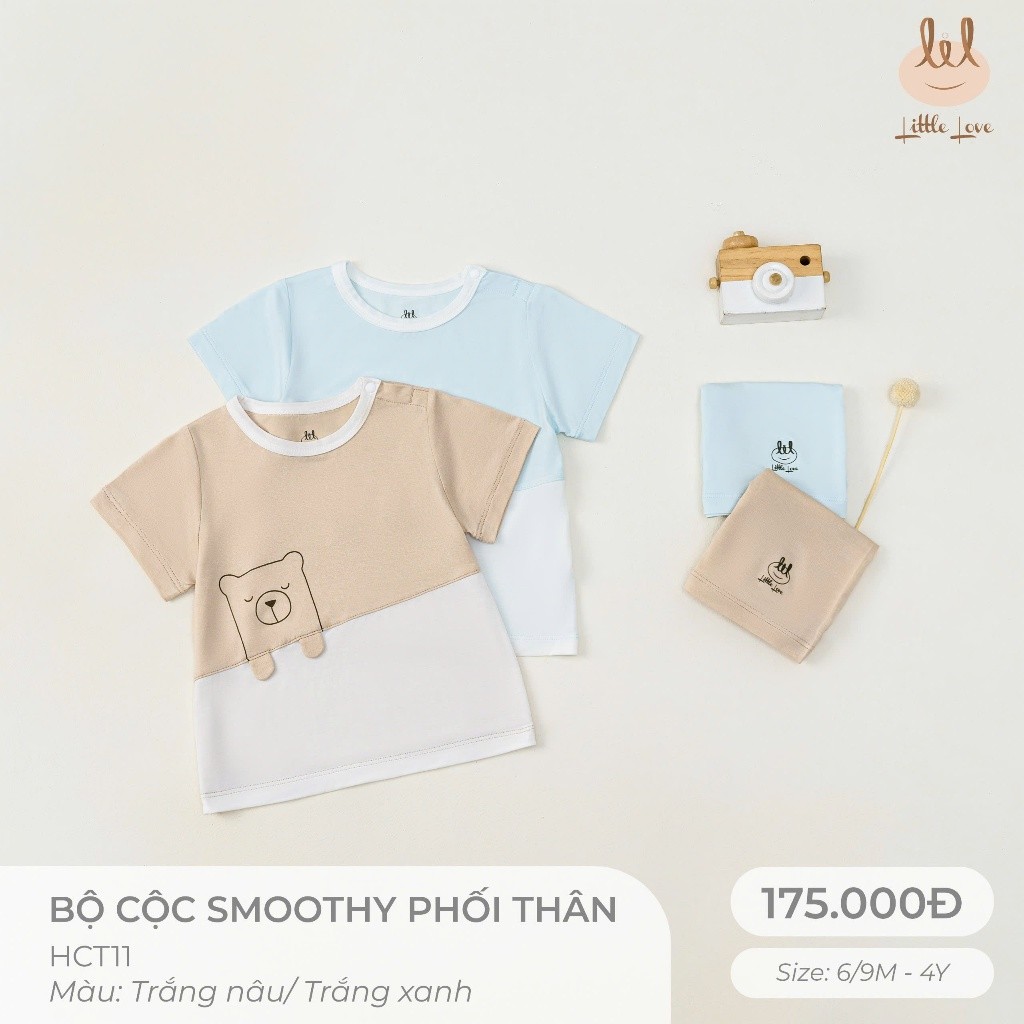 BỘ CỘC TAY VẢI SỢI TRE PHỐI THÂN [ SIÊU MỀM, MÁT, MỊN CO DÃN VÀ THẤM HÚT TỐT] SZ 6/9M - 4Y (HCT11)
