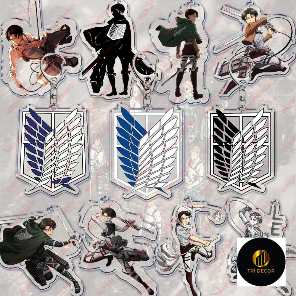 Móc khóa Attack on Titan hình huy hiệu và các nhân vật siêu ngầu Levi Eren Hange Mikasa Phụ kiện trang trí túi xách
