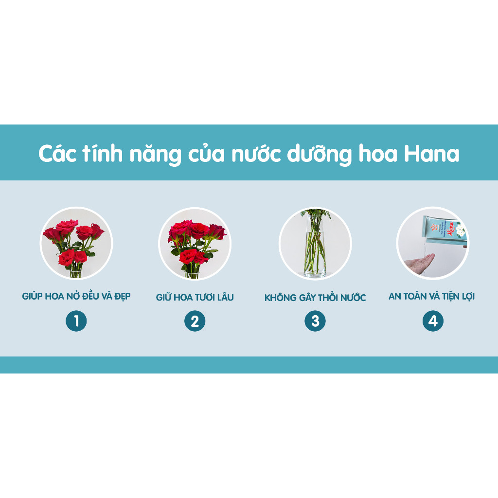 Nước dưỡng  hoa tươi lâu Hana (Hộp 50 gói x 10ml) - Dưỡng hoa tươi lâu, không gây thối nước