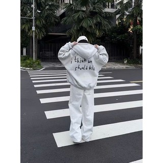 Áo Khoác Hoodie Dây Kéo Unisex In Chữ "I Think We Should Kiss" - Form Rộng 2 Size L/XL