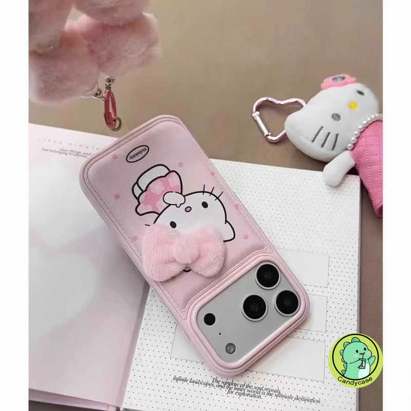 Ốp Điện Thoại Mèo Kitty Dễ Thương Có Dây Buộc Sang Trọng Cho Xiaomi 17 Pro Max 15 15S 14 Pro 13 Poco X7 F8 F7 Ultra F6 F5 Pro 5G 4G Vỏ Da PU Hoạt Hình Vỏ Mềm