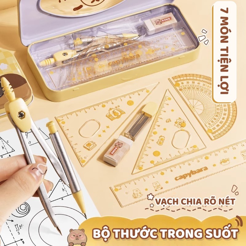 Thước Kẻ Học Sinh Bộ 4 Cái – Đồ Dùng Học Tập Hình Hoạt Hình Sinh Động, Dụng Cụ Học Tập Đa Năng