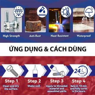 【COD】Hợp chất kết dính khóa ren đa năng 50ml, giúp ốc vít chống tự tháo, chịu nhiệt độ cao, dùng trong bảo trì.