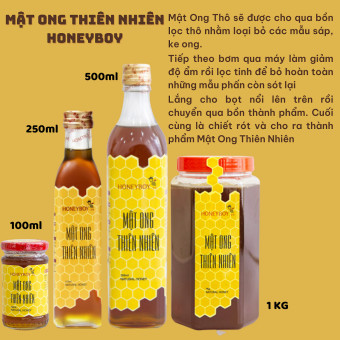 Mật Ong Thiên Nhiên Nguyên Chất 100% Honeyboy Đủ Size Từ Mật Ong Tự Nhiên, Chai Thủy Tinh Tiện Lợi