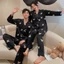 Mùa Thu 2025 Cặp Đôi Băng Lụa Bộ Đồ Ngủ Dài Tay Mỏng Rời Loungewear Bộ Đồ Hai Mảnh Loungewear