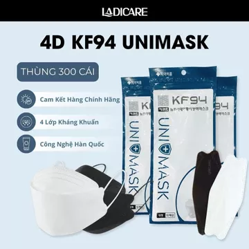 [Thùng 300Cái ] Khẩu Trang KF94 Uni Mask, Khẩu trang 4D kháng khuẩn chính hãng kiểu dáng Hàn Quốc