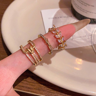 Nhẫn vàng Hàn Quốc zircon cho nữ, điều chỉnh được, thiết kế tinh tế và thời trang cao cấp